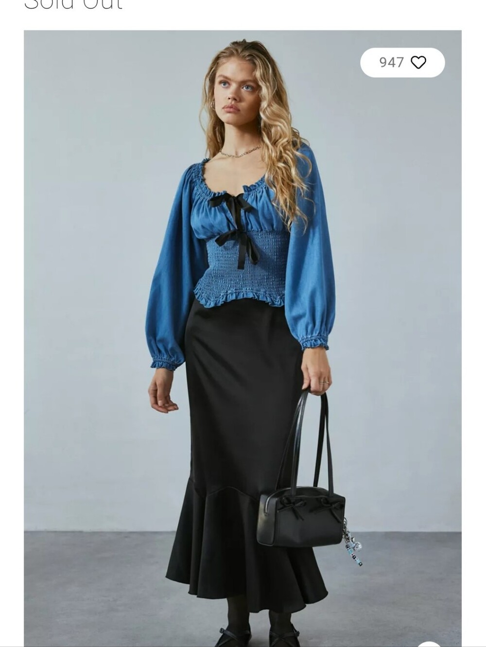 Kimchi Bow Front Denim Blouse